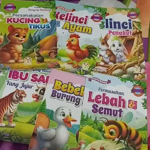 Paket 6 PCS Buku Cerita Binatang Bergambar Full Colour (Kucing dan Tikus, ibu sapi yg jujur, kelinci dan ayam, lebah dan semut kelinci penakut, bebek dan burung hantu)