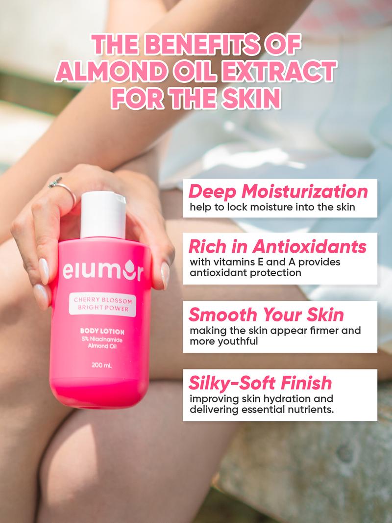 Product Introduction of New Product! Elumor Body Lotion Cherry Blossom Bright Power 200ml | Body Lotion Whitening Kulit Kering Kusam 2