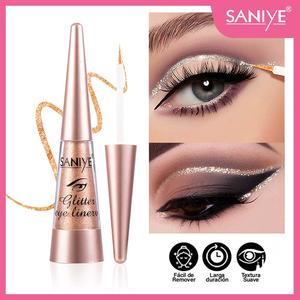 SANIYE GLITTER EYE LINER-Delineador Líquido Con Glitter Diamante Perlado,brillar，Brillante Suave Ultrafino, Alto En Pigmentación