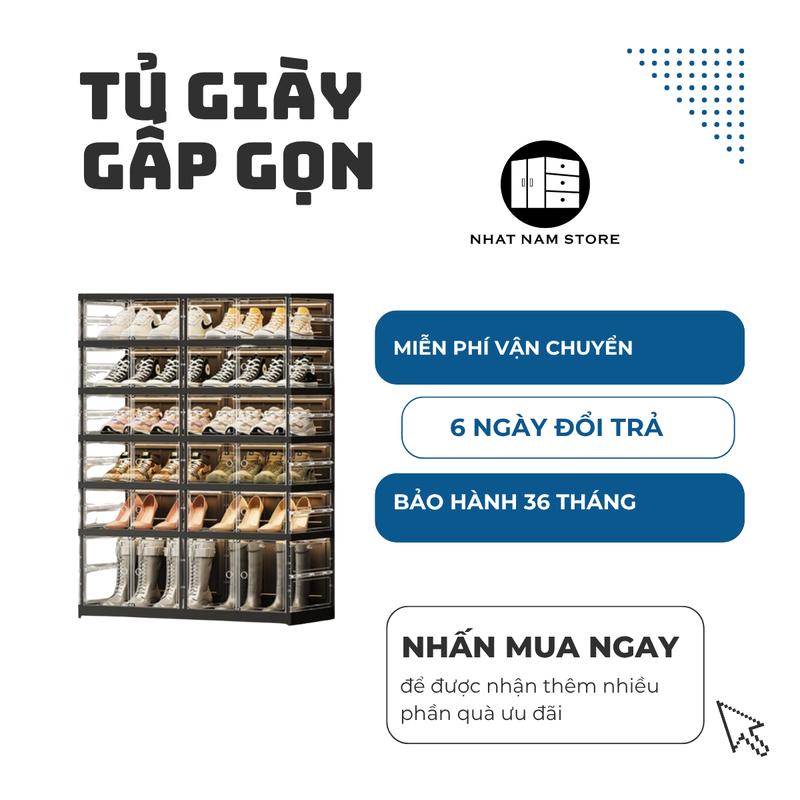 Tủ giày 24 đôi màu đen trong suốt có bánh xe 9104T-5-1G Black