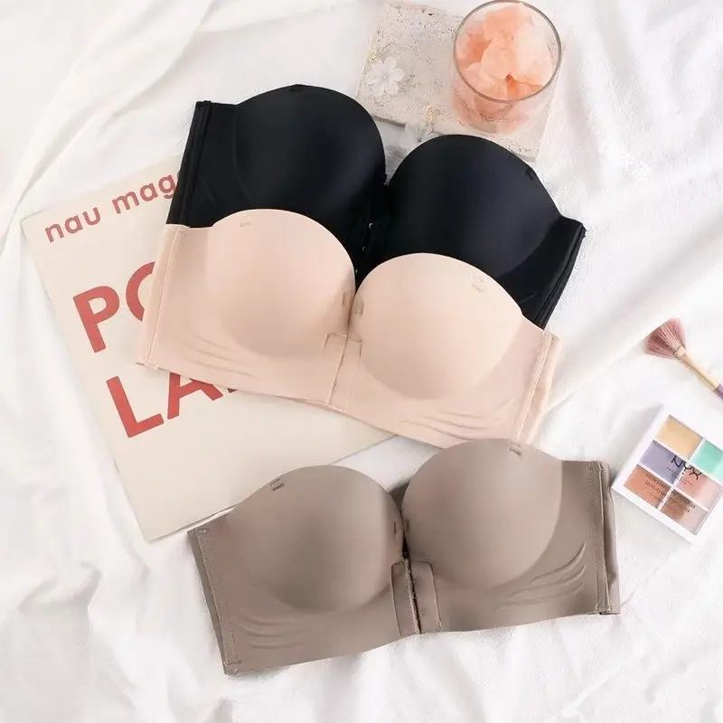 Áo lót nữ bra 4cm chống tụt cúp ngang nâng đẩy cài trước không dây women Voi Nhung ngực