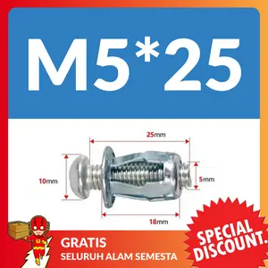 [COD] DUORA 50PCS Jack Nut Rivet Plat Metal - Mur Baut Drat Anti-Selip M5, Skrup Fisher untuk Besi Tipis & Pipa Kotak