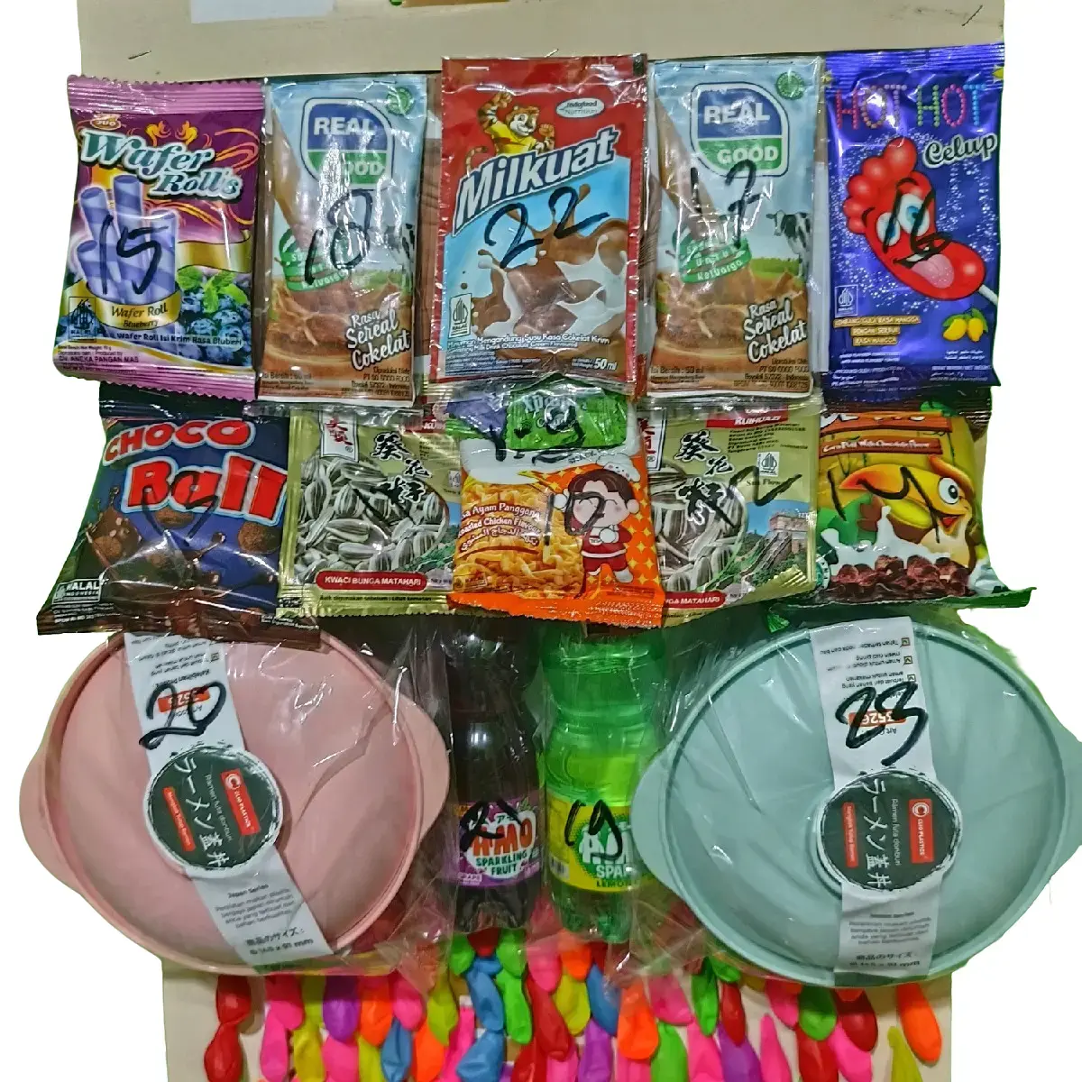 balon cabut berhadiah isi 100 pcs.MM SUSU