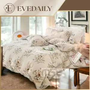 Bedcover Set Motif Theresia - Bunga - Putih  - Mewah - 90x200 - 200x200 - Evedaily