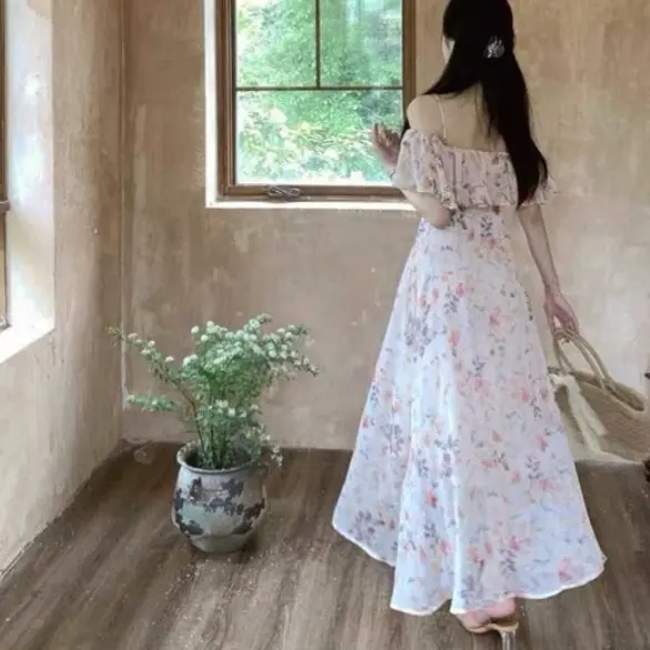 HMC- D1650 CARINDA KOREAN STYLE FLORAL VINTAGE MIDI DRESS SABRINA PANTAI BALI LIBURAN JALAN MANIS SANTAI 6