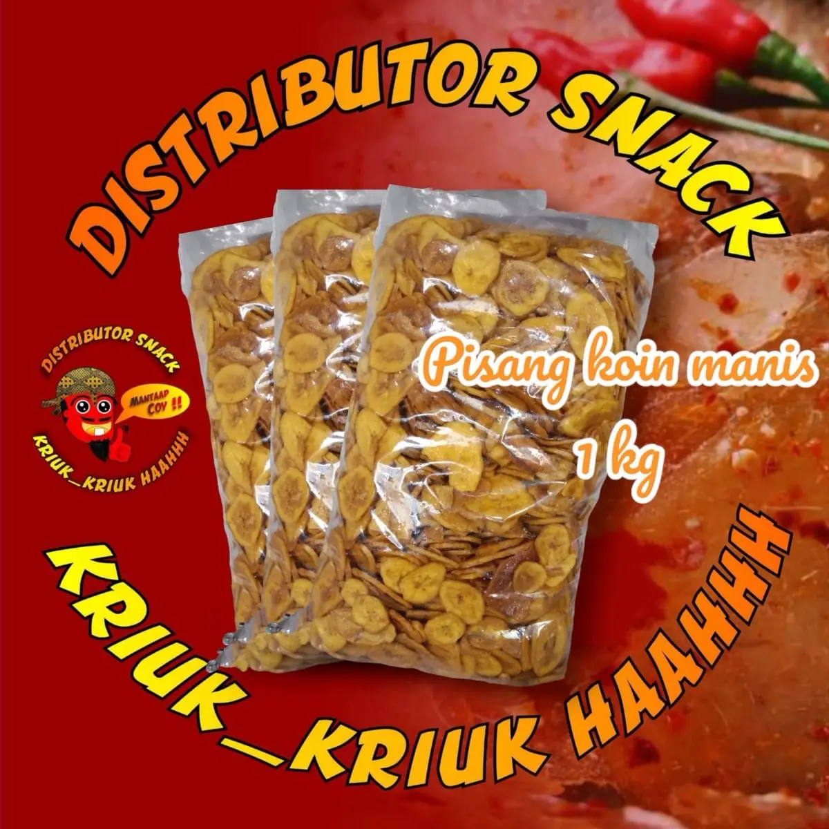 Keripik pisang kepok madu manis 1 kg bentuk bulat Food Makanan Cemilan Kripik Snack