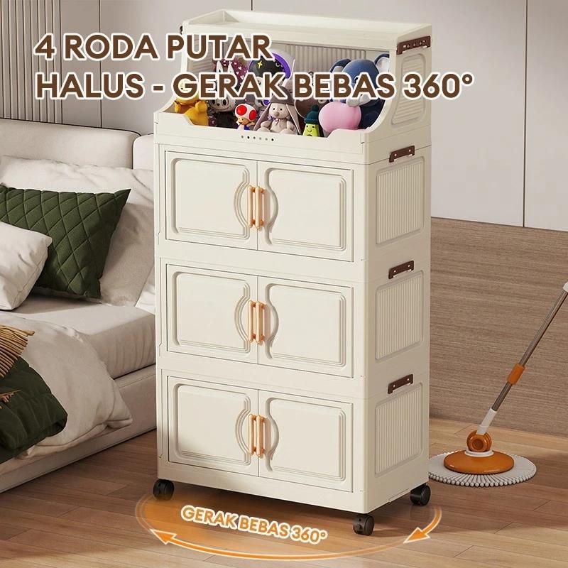 Orderly Home.ID No-Installation Foldable Storage Cabinet Rak Lipat Plastik & Stainless Steel untuk Makeup Dapur Kamar Tidur Ruang Tamu Organisasi Barang Orderly Home.ID No-Installation Foldable Storage Cabinet Rak Lipat Plastik & Stainless Steel untuk Makeup Dapur Kamar Tidur Ruang Tamu Organisasi Barang