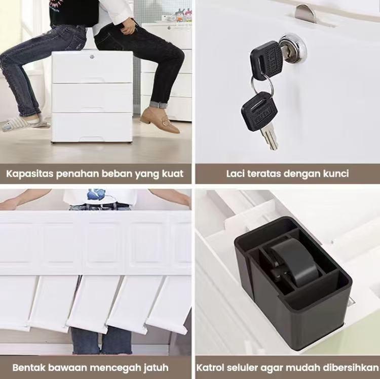 TOKO HOME Lemari Pakaian Plastik Jumbo Laci 3 Susun Garansi 5 Tahun Minimalis Serbaguna Susun 3 Food Bistro