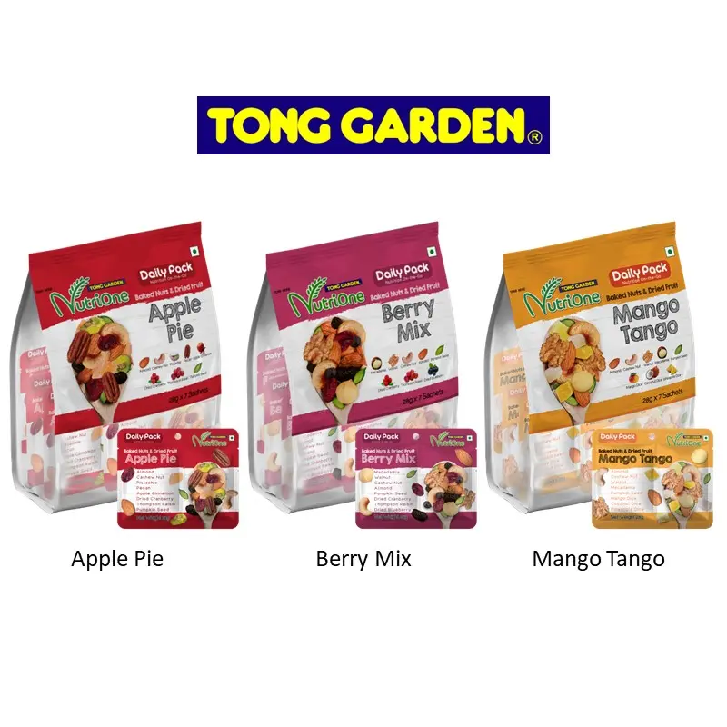 Tong Garden Nutrione Daily Pack Baked Nuts & Dried Fruit 196g - Apple Pie / Berry Mix / Mango Tango