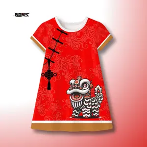 Dress Anak Cheongsam Merah Cantik Lucu Bahan Dryfit Serena di pake Adem Nyaman