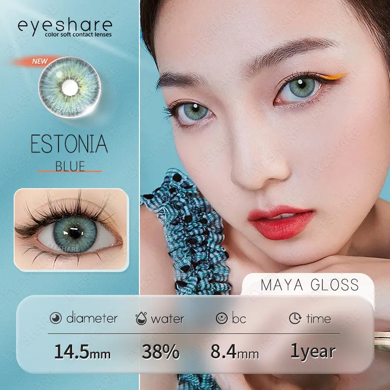EyeshareID Minus (-1.00-6.00) Set Lensa Lembut Hijau Estonia Baru 14.5mm (Air Lensa Lembut 120ml + Kotak Perawatan) Lensa Kontak Berwarna Cocok untuk Penggunaan Sepanjang Tahun Lensa Kontak Lensa Lembut Udara Lembut Softlens Soflen 3