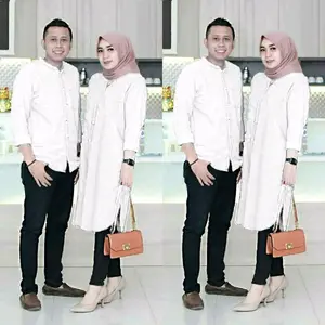 BAJU COUPLE MUSLIM TERBARU-BAJU PASANGAN MUSLIM-BAJU COUPLE MURAH-COUPLE LEBARAN Katun Koko Wanita Tunik Panjang- BAJU KONDANGAN MUSLIM