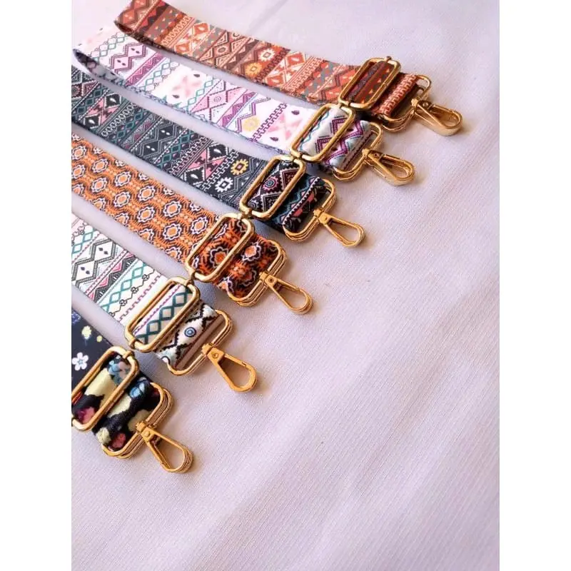 ( SERI - E ) TALI TAS MOTIF PRINT UK 3,8CM. CANTOLAN TEBAL EMAS PREMIUM IMPORT Korean Tak Ada 1