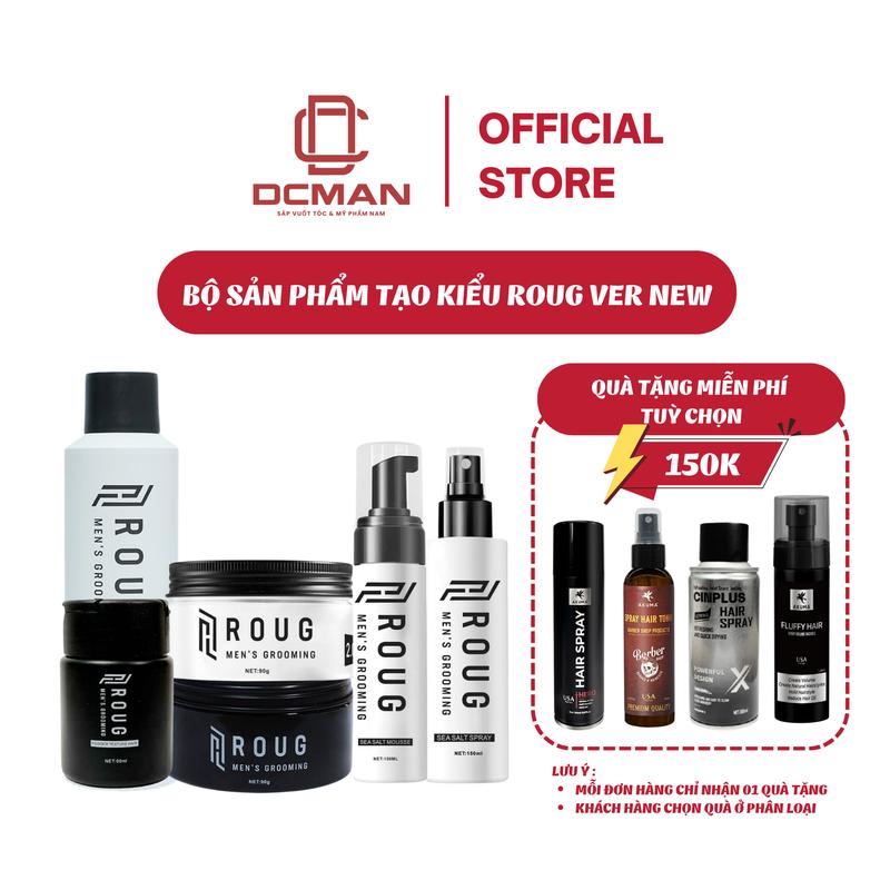 FULL LINE BẢN MỚI Bộ Sản Phẩm Tạo Kiểu Tóc ROUG MEN’S GROOMING Sáp Roug Trắng Sáp Roug Đen Bột Roug Bọt Roug Roug Sea Salt