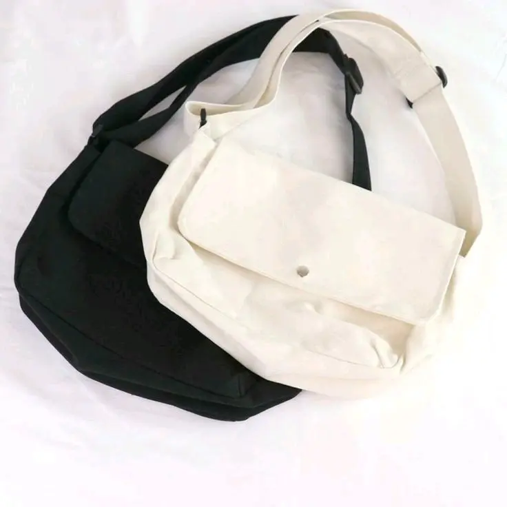 Tas selempang klasik kanvas dinir unisex slingbag canvas cowok cewek