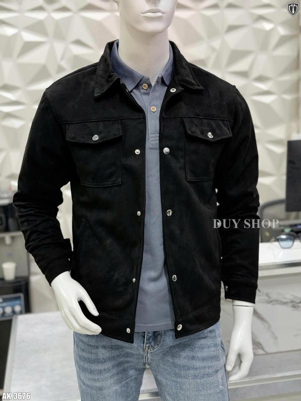 Áo khoác da lộn Nam 228, cổ bẻ cúc bấm có túi , thiết kế nam tính lịch sự trưởng thành, chất liệu co dãn thoải mái bên trong lót gió lụa, màu đen kem ghi DUYSHOP Menswear Jacket