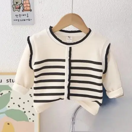 ATASAN RAJUT ANAK MODEL KOREA STRIPE KANCING 4