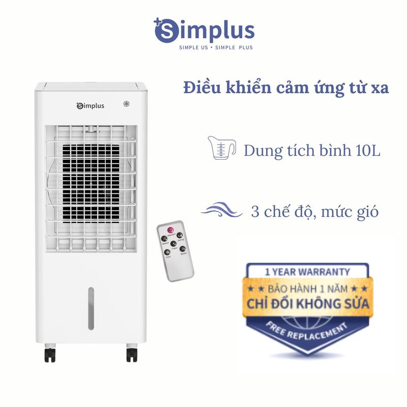 SimplusVN Quạt Điều Hòa Làm Mát Cho Gia Đình LFSH004, Bình Nước 10l, Điều Khiển Từ Xa, Hẹn Giờ 7,5 Tiếng, Kèm Hộp Đá Khô, Bảo Hành 1 Năm Chỉ Đổi Không Sửa