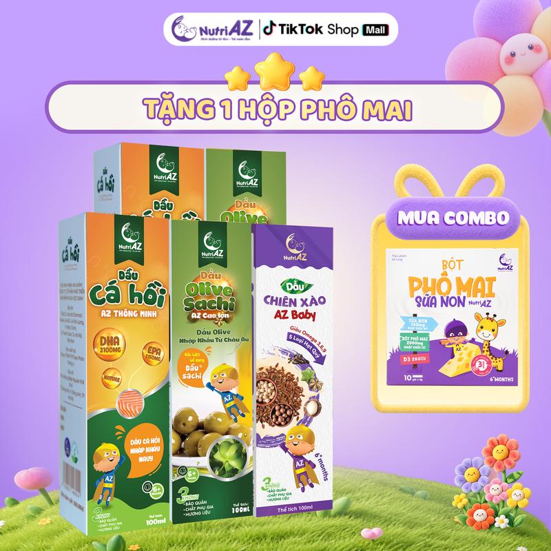 Combo 5 Dầu Ăn Dặm 100ML Cá Hồi, Oliu Sachi Và Chiên Xào 5 Hạt Quý NutriAZ Vitamin Cho Bé