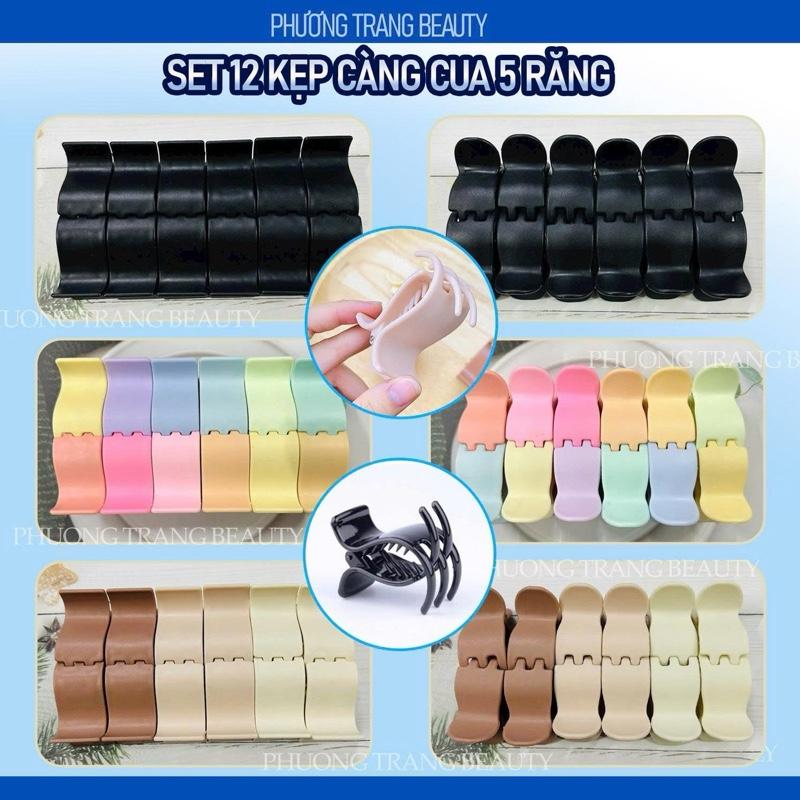 SET 12 KẸP CÀNG CUA 5 RĂNG NHIỀU MÀU SẮC TỰ CHỌN kẹp càng cua kẹp tóc nữ