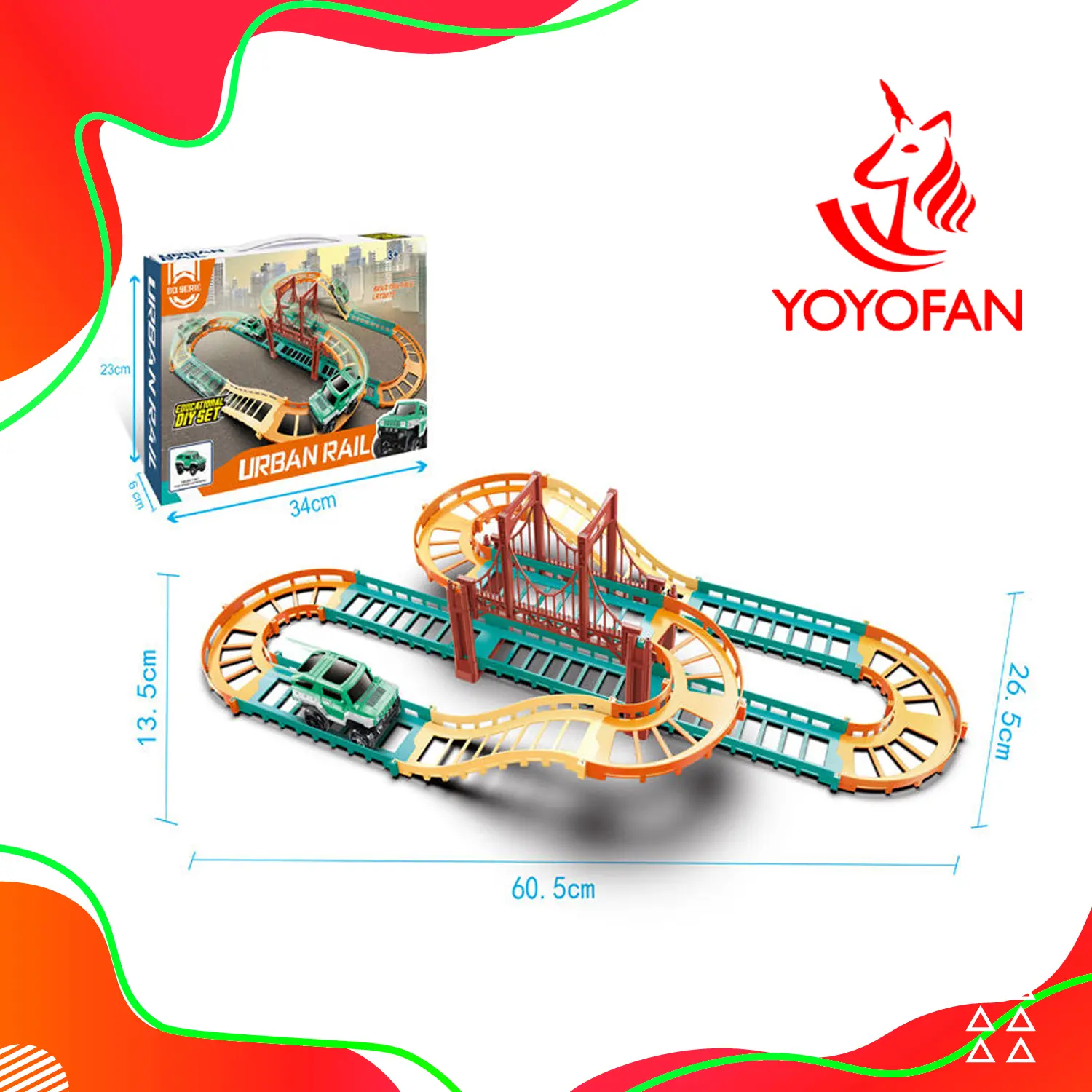Mainan Edukasi DIY Set Track Mobil URBAN RAIL Jalur Mobil Balap Jalur Track Kota