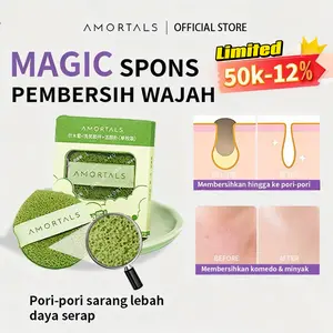 【Original】Amortals spons facial Puff Pembersih Wajah Multifungsi clay mask puff makeup remover | Penghapus Makeup | Angkat Komedo | Busa Melimpah | Aman untuk Kulit Sensitif | Refill Puff Bisa Digunakan Kembali – Diskon 60%