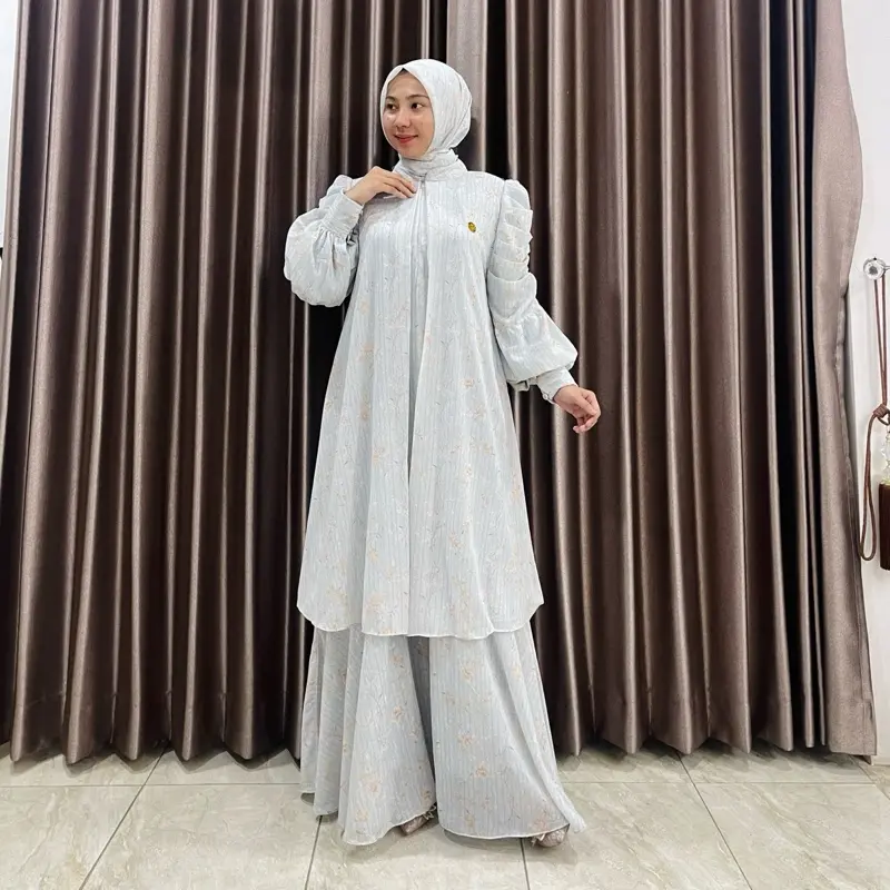 Alesya Official Dress Layer Malay Set Hijab Muslim Gamis Wanita Remaja Dewasa Pesta Kondangan Maxi Mewah 2