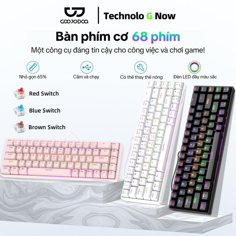 【GOOJODOQ*KOL KOC Bàn phím cơ Goojodoq 68 phím thiết kế tiện dụng với đèn RGB tương thích với nhiều hệ thống