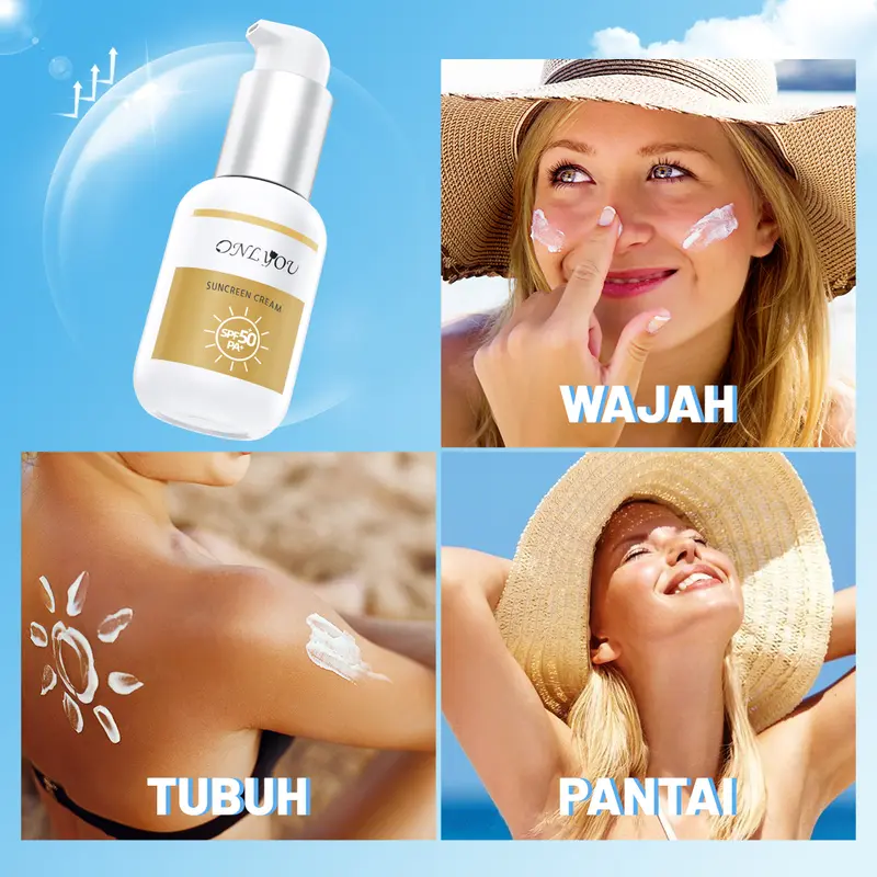 【BPOM Certification】ONLYOU PAKET ONLYOU Serum Foundation Cair Menyamar Noda+ ONLYOU Sunscreen Cream Isolation Makeup Primer 3-in-1 Tabir Surya COD【Sunscreen*1+Foundation*1+PUFF*1】 Bibir Waterproof【COD】 5