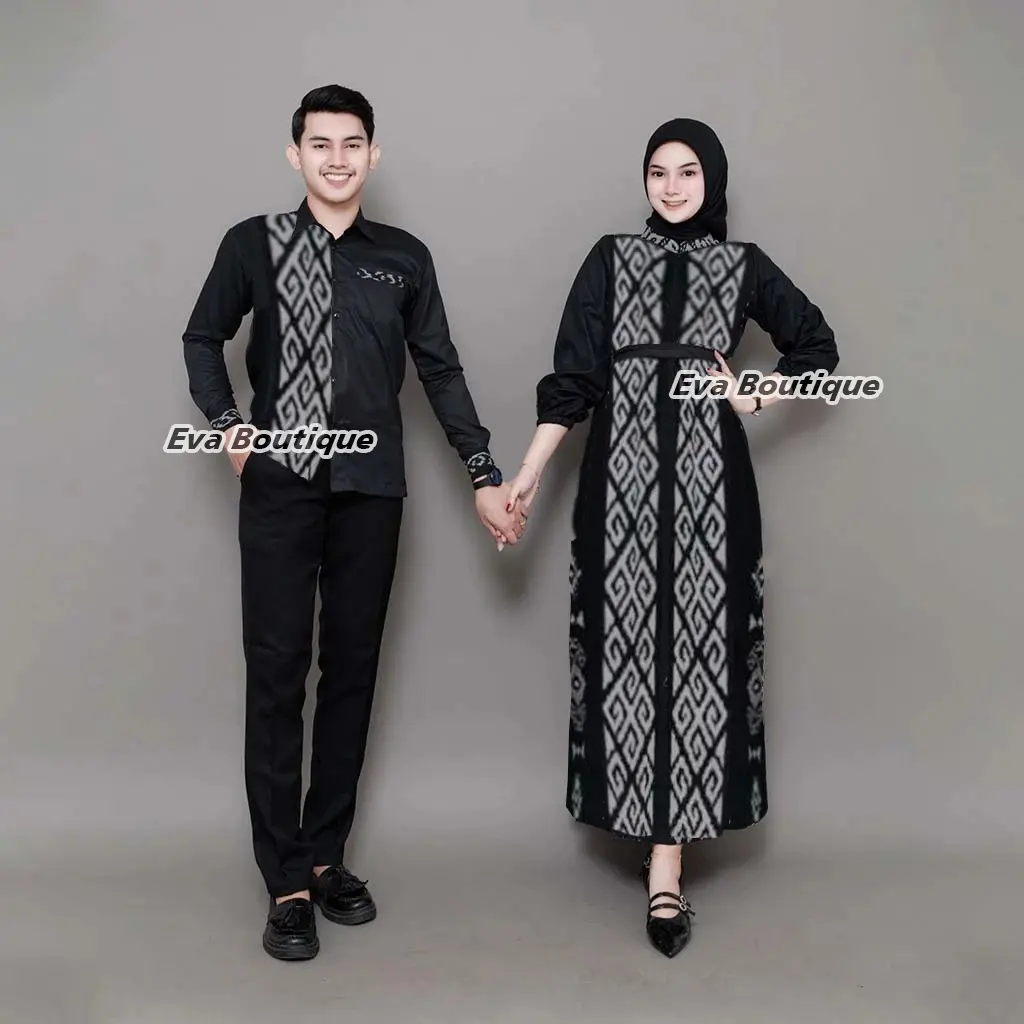outfit EVABOUTIQUE - SOVYA baju sarimbit tenun Set couple keluarga seragam batik family set ivory Seragam Lebaran Family Gamis Pasangan Kondangan Wanita Muslim Kaos 2025 akad nikah kebaya engagement lamaran simple elegan Diamond XXL Couples' Clothing Sets