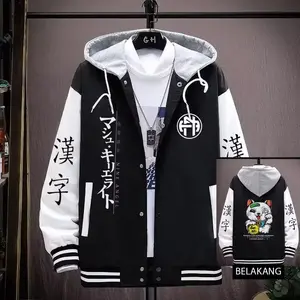 Jaket Baseball Kucing Varsity Korea Oversize Fleece Lembut Tebal Wanita Zipper Bomber Size L Fit to XL Best Seller