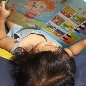 Buku audio anak-anak Ensiklopedia adegan membaca Bacaan dwi bahasa Indonesia dan Inggris Buku audio pendidikan anak usia dini 14 tema utama Desain keamanan dengan sudut membulat Mitra yang baik untuk pencerahan bahasa anak usia 3+