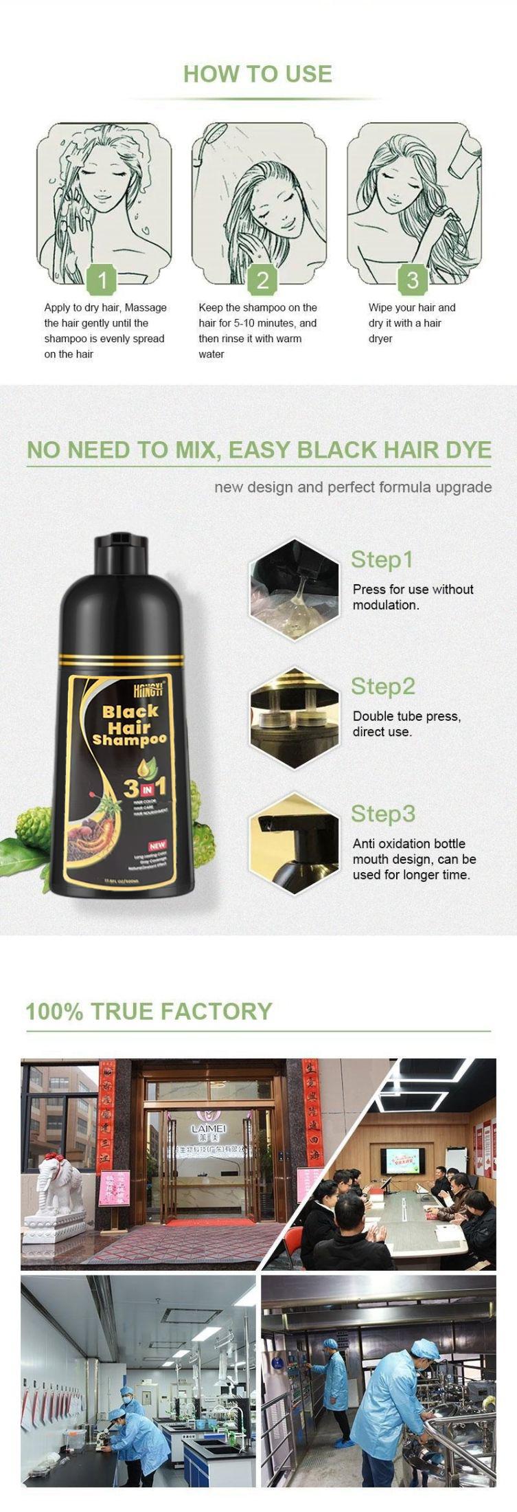 500ML Herbal Black Hair Shampoo Hair Dye Shampoo Professional Turn Your White/Gray Hair Into Black In Just 5 Minutes Non-irritating Hair Color Shampoo
