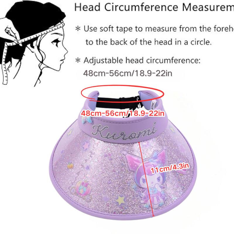 SANRIO Topi Anak Perempuan & Laki-laki Pelindung Sinar Matahari UPF50+ dengan Jepit Rambut Lucu Hadiah Kecil untuk Usia 3-14 Tahun - Hat Sunscreen Breathable Windproof Sunshade