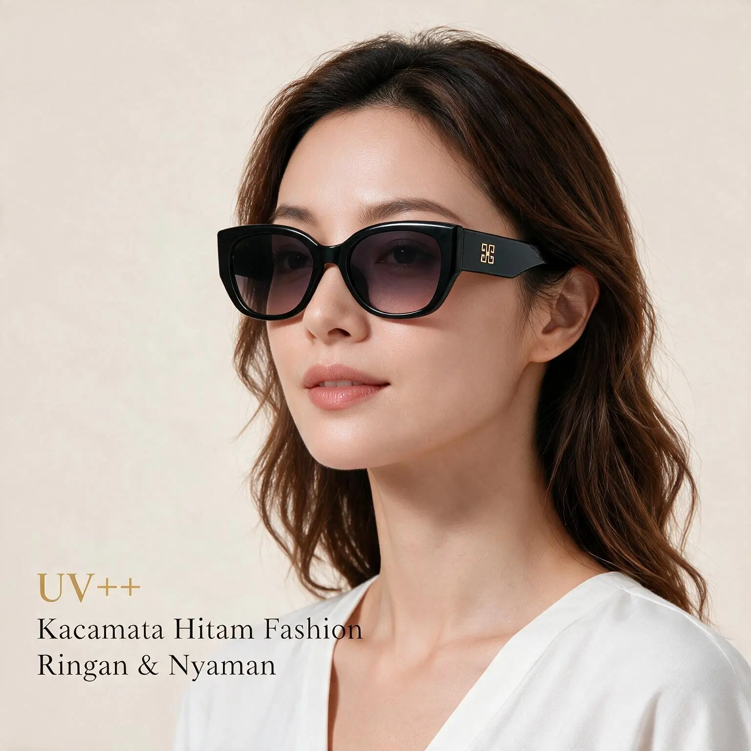 Kacamata Sunglasses Wanita Cat Eye UV400 Fashion Korea Frame Coklat Milk Tea Stylish Anti Silau 1188