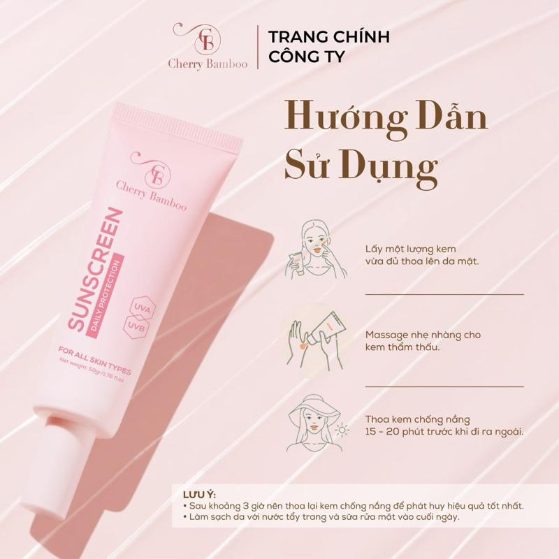[ Mã T12 ]  Kem Chống Nắng Đa Tầng Phủ Rộng 50g , CHERRY BAMBOO tất cả các loại da
