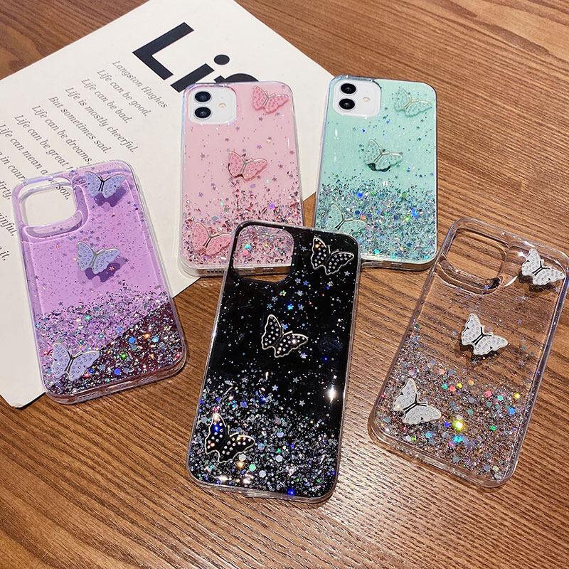 Product Introduction of Soft Casing for Samsung Galaxy A34 A54 5G A14 4G A24 Beautiful Shiny Starry Sky with Butterfly Trinkets Silicone Soft Phone Case Cover 15