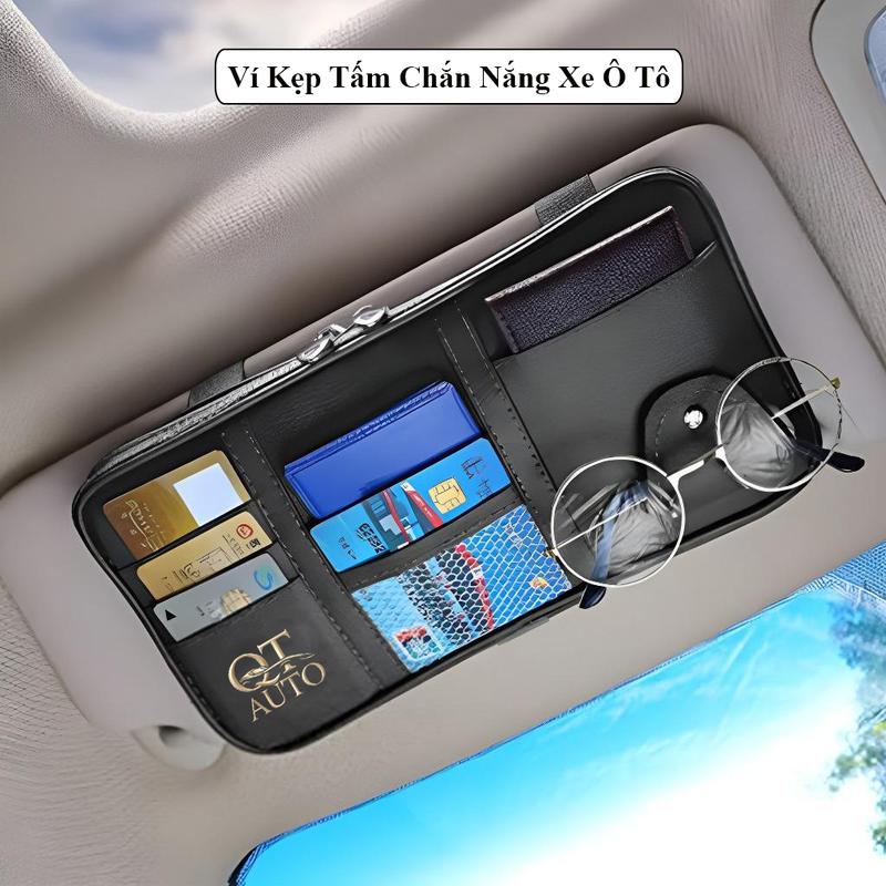  Ví Kẹp Tấm Chắn Nắng Xe Ô Tô Sang Trọng Có Logo Theo Hãng Xe Chất Liệu Da PU Cao Cấp Tiện Lợi Đa Năng - Ví Đựng Thẻ Giấy Tờ Kính Mát 
