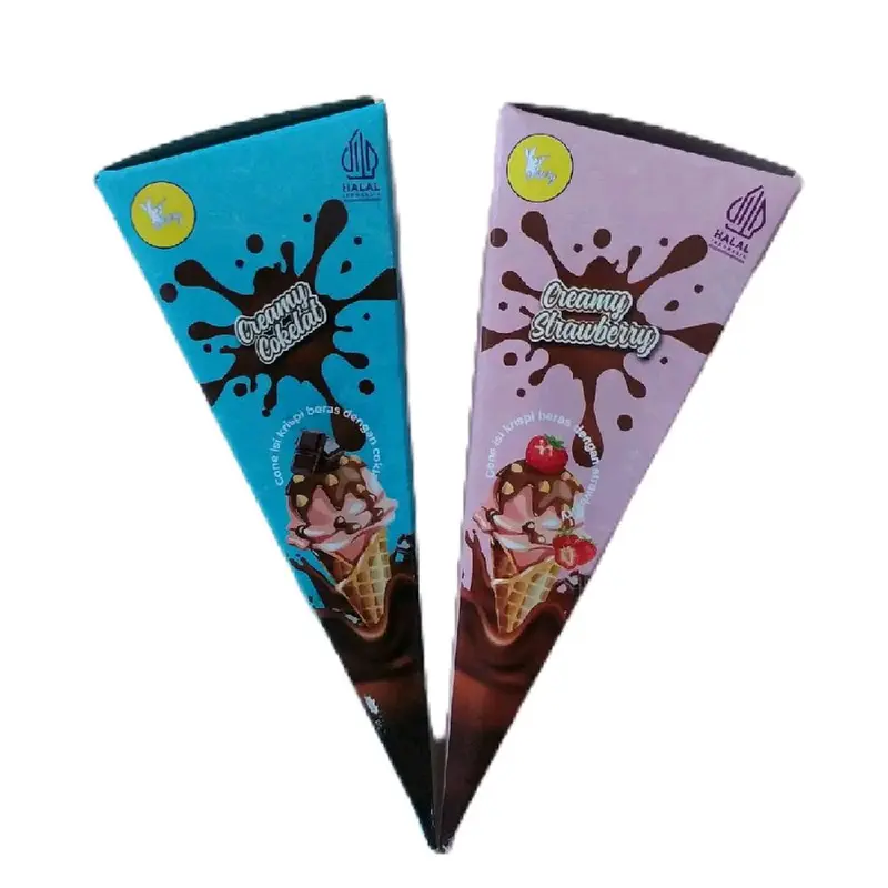 Paket 2 Box Cone Creamy Cokelat dan Stroberry isi 22 Pcs - Wafer Cream Crispy Full Chocolate dan Stoberi - Cemilan Food Snack Manis Camilan Coklat 5