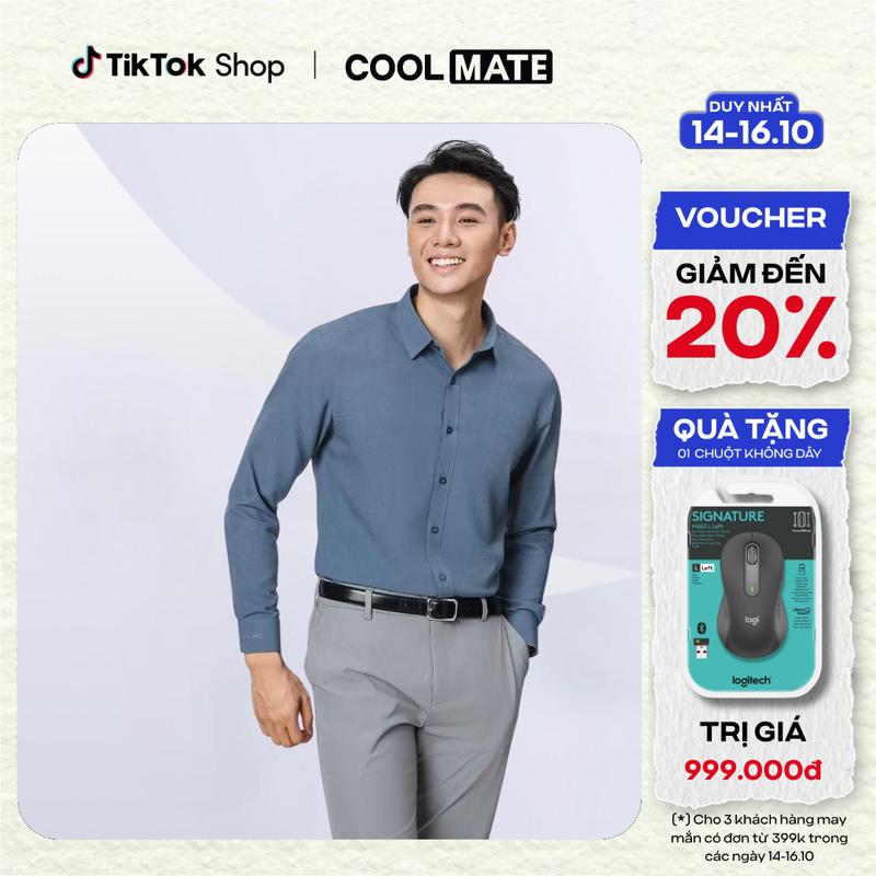 [Outlet Không đổi trả] Áo Sơ Mi Nam dài tay Cafe Dris khử mùi hiệu quả - Coolmate