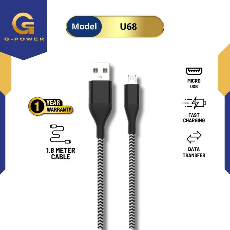 G-POWER Charger Set Micro Usb U-68 Fast Charging 3A Untuk Android Garansi Resmi Charger Colokan Adapter 4