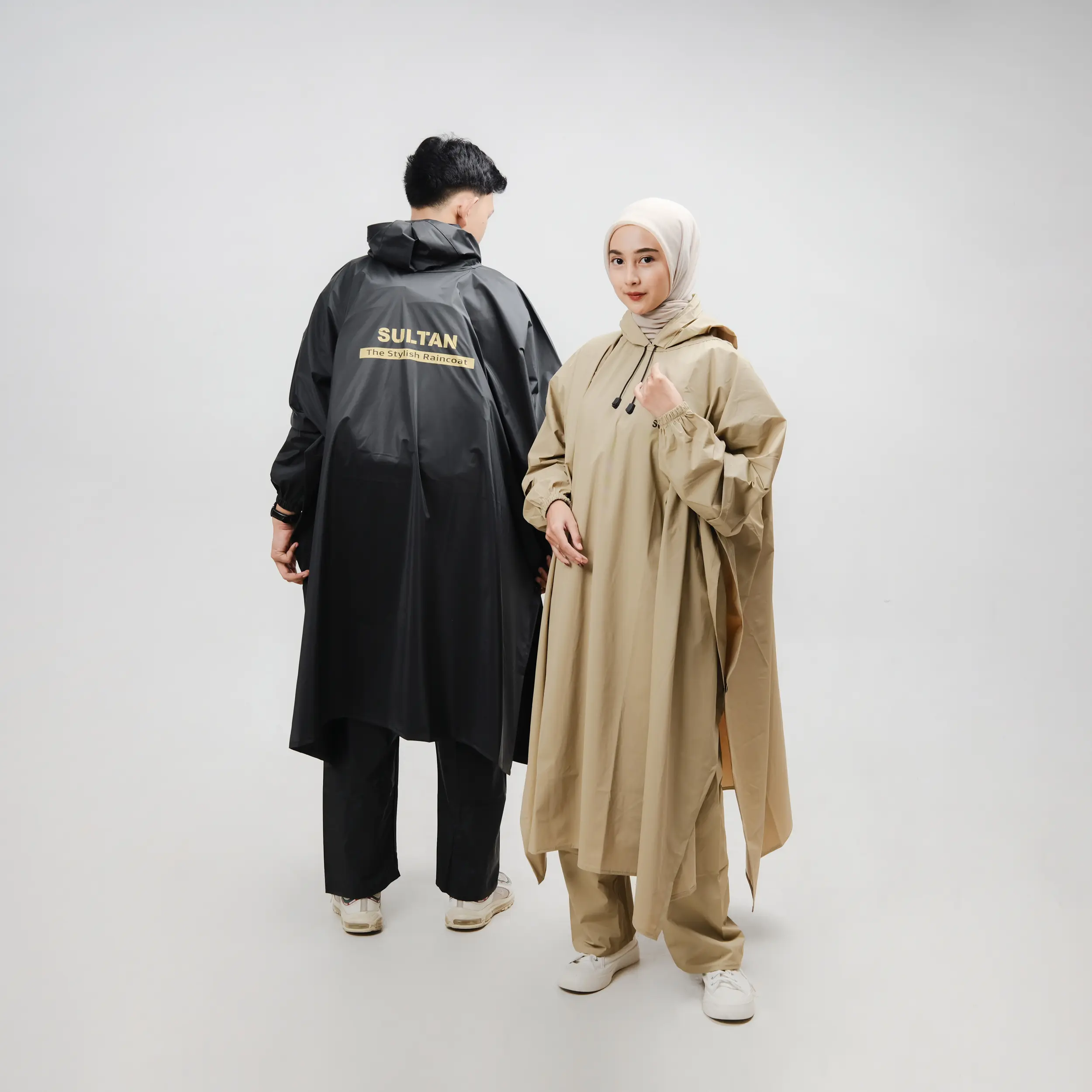 Jas Hujan Jumbo Sultan Ponco dan Celana Dewasa Batman Kelelawar stelan Foldable Beige