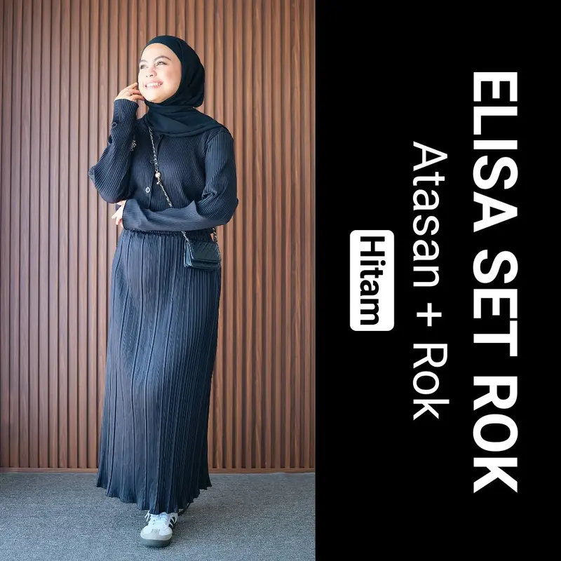 CLOTIVA Elisa One Set Rok Plisket Atasan Bawahan Wanita Kekinian 3