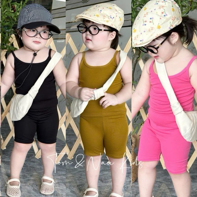  S222- 6 MÀU-CÓ SIZE LỚN  Tom&Nau Kids  Set áo dây phối quần leggin đùi cho bé gái size từ 9-34Kg   k kèm phụ kiện  