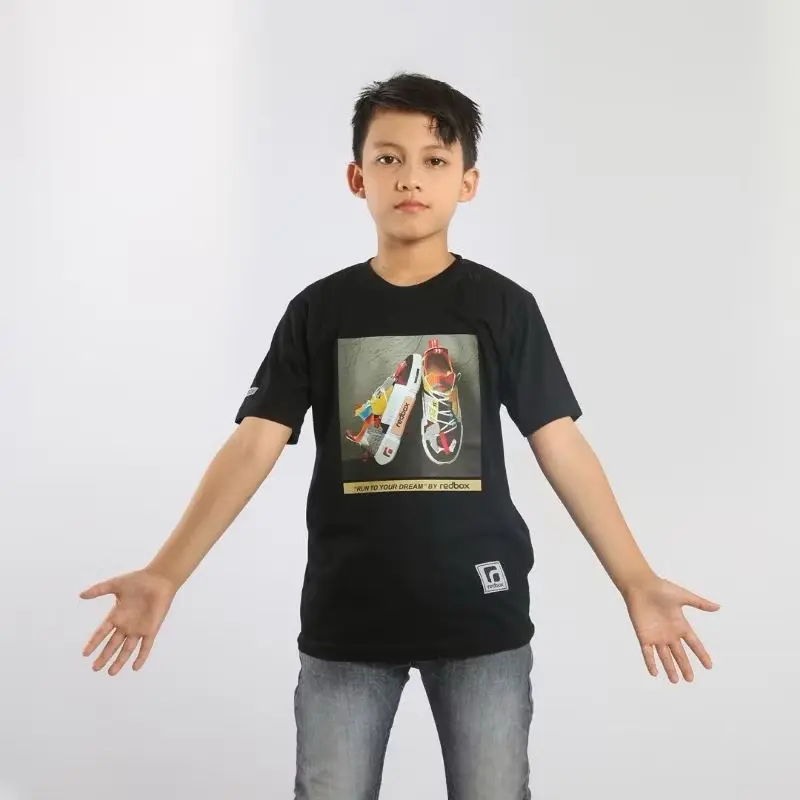 Redbox Kaos Anak Laki-laki Usia 9-17 Tahun Kualitas Original Hitam Sepatu
