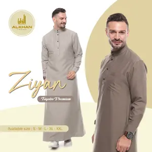ALKHAN Jubah Ziyan Gamis Pria Muslim Lengan Manset Premium Dewasa Hitam Panjang Katun Toyobo Series Kualitas Terjamin Desain Praktis - Navy