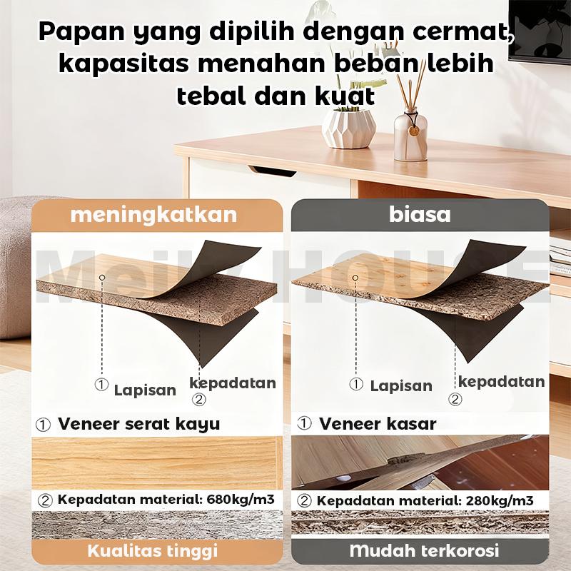 DF-3-Meja TV/Rak TV/Lemari TV/Minimalis/Aesthetic Modern Minimalis Gaya Nordic Kayu  Rak Elegan Hemat Ruang untuk Ruang Tamu Kamar Tidur Meja TV Sederhana Rak Film Cabinet TV UnitTV Cabinet Media Console dengan Laci dan Pintu Storage 【Garansi 5 Tahun】