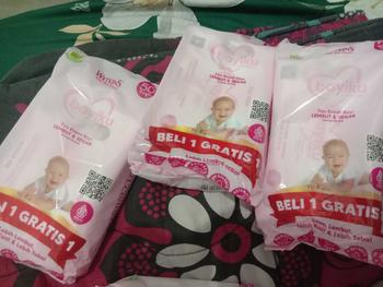 Product Review of [ PAKET 6 PCS ] TISSUE BASAH WETKINS BABY PINK DAN BLUE 50 SHEET 50 LEMBAR from p**a f**s 0
