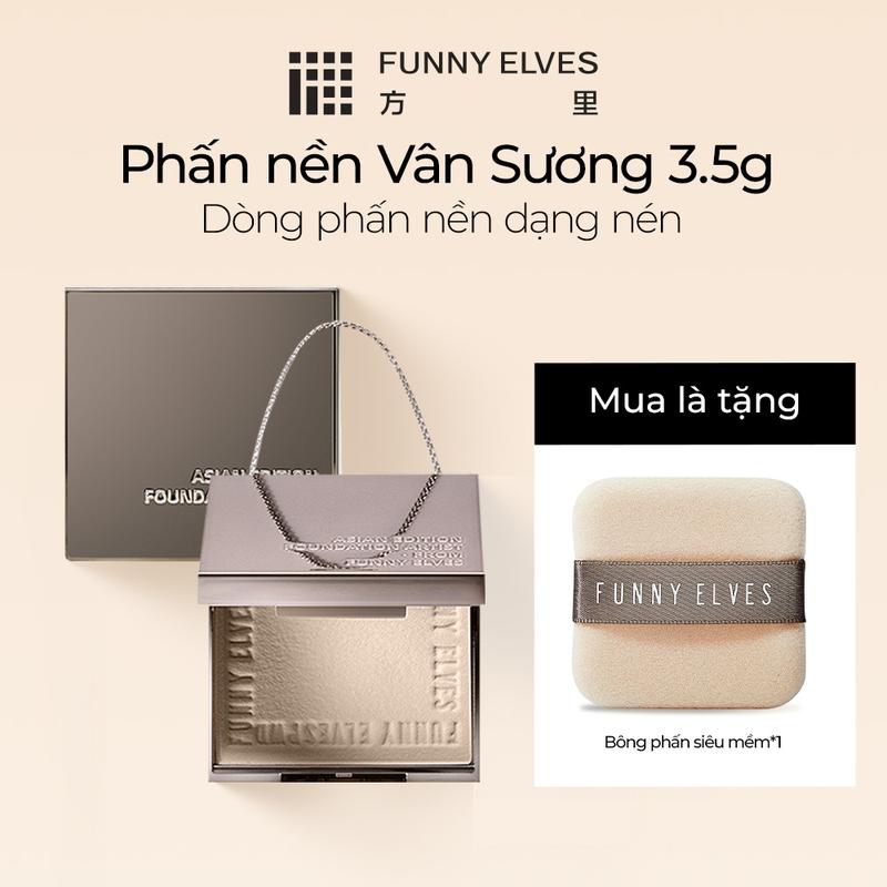 FunnyElves Phấn nền Vân Sương 3.5g dạng nén Kiềm dầu Lâu trôi chống nước che khuyết điểm hợp cho da khô và da dầu.