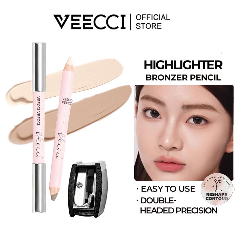  VEECCI Bút Tạo Khối Kem Bắt Sáng má Hồng Sửa Đổi Bóng Mũi Và Hình Bóng Làm Sáng Khuôn Mặt Bút Hai Đầu Đi Kèm Với Bàn Chải 2.2g 